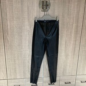 Zara High Rise Skinny Ankle‎ Zipper Black Faux Leather Pants